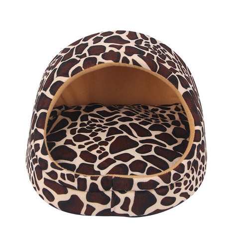 Luxury Animal Print Dog House Bed